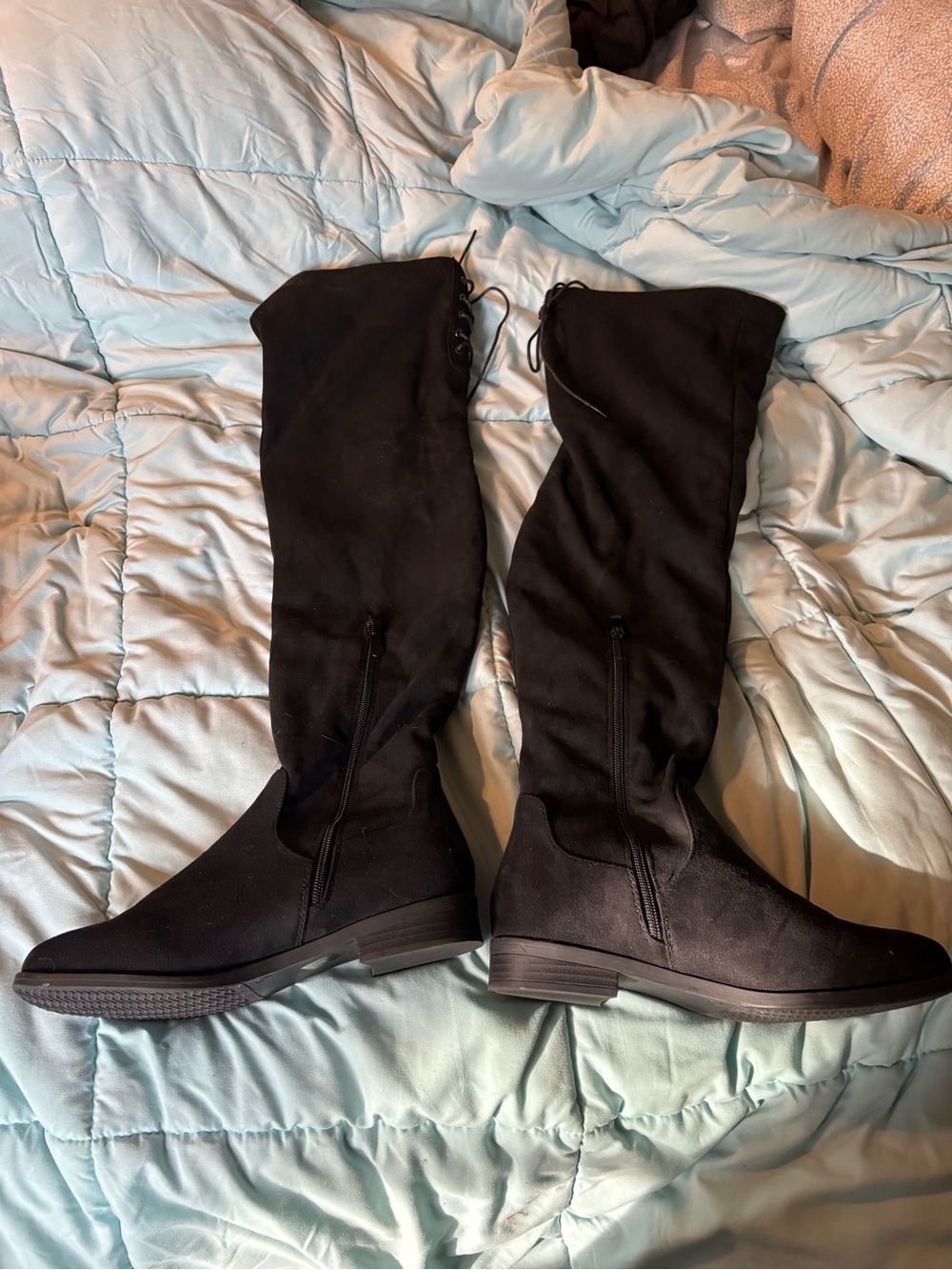 Over-the-Knee Flat Riding Boots - Black